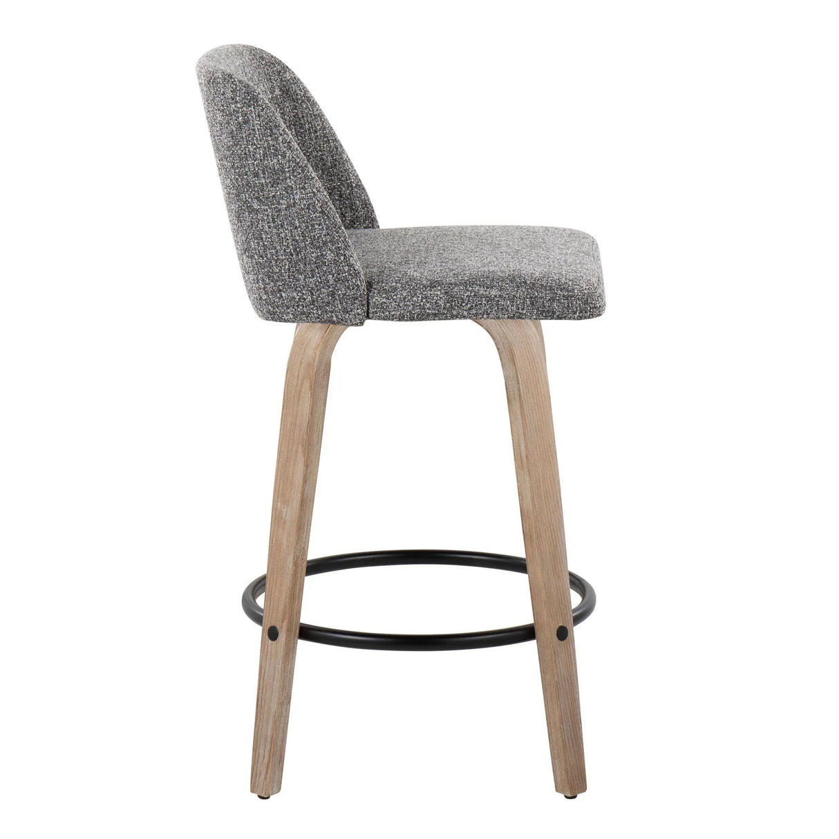 Toriano - Contemporary Fixed-Height Counter Stool & Swivel With Round Footrest (Set of 2) - Furniture Home Direct