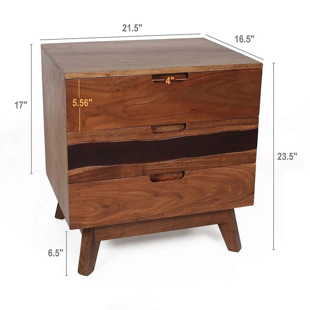 Nightstand Natural Wood - Brown - Furniture Home Direct