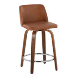 Toriano - Mid Century Modern Fixed Height Counter Stool With Swivel With Round Footrest (Set of 2) - Furniture Home Direct