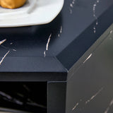 Coffee Table Hexagonal Textured Marble Look Accent Black - Furniture Home Direct