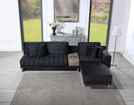 Memphis - Velvet Reversible Sectional Sofa Ottoman With Storage Compartment, Drawer, USB ports, Charging Outlets - Furniture Home Direct