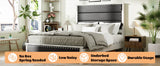 King Platform Bed With Upholstered Headboard Dark Gray - Furniture Home Direct