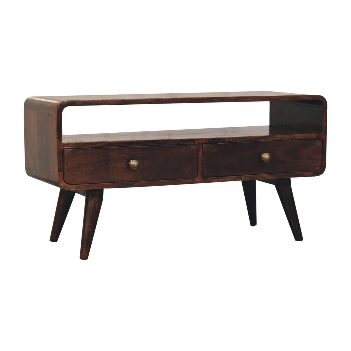 Solid Wood Curved Media Unit - Furniture Home Direct