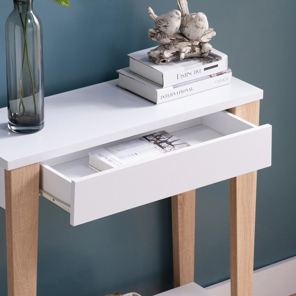 Modern Two Toned Console With Two Shelves - Furniture Home Direct