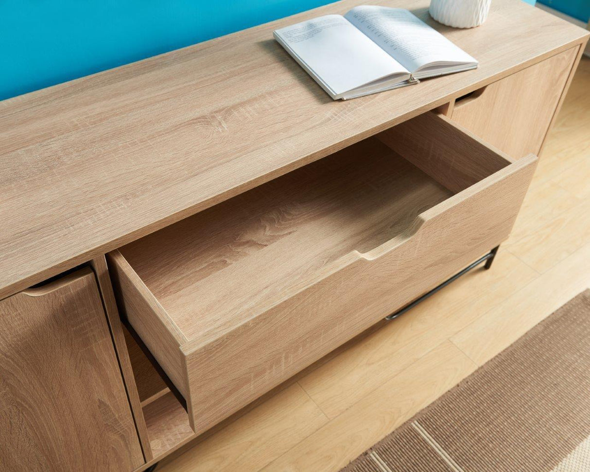 Buffet With Metal Legs With Two Door, One Drawer And Six Shelves - Furniture Home Direct