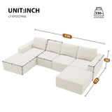 Modular U Shaped Sectional With Ottomans, Luxury Cloud Floor Couch With Deep Seat Fully Compressed Upholstered Sofa - Furniture Home Direct