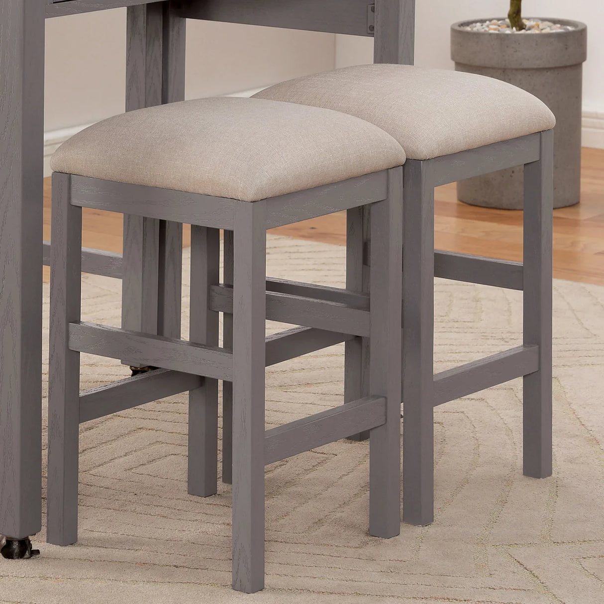 Counter Height Dining Island Set With Storage Stools Beige - Furniture Home Direct