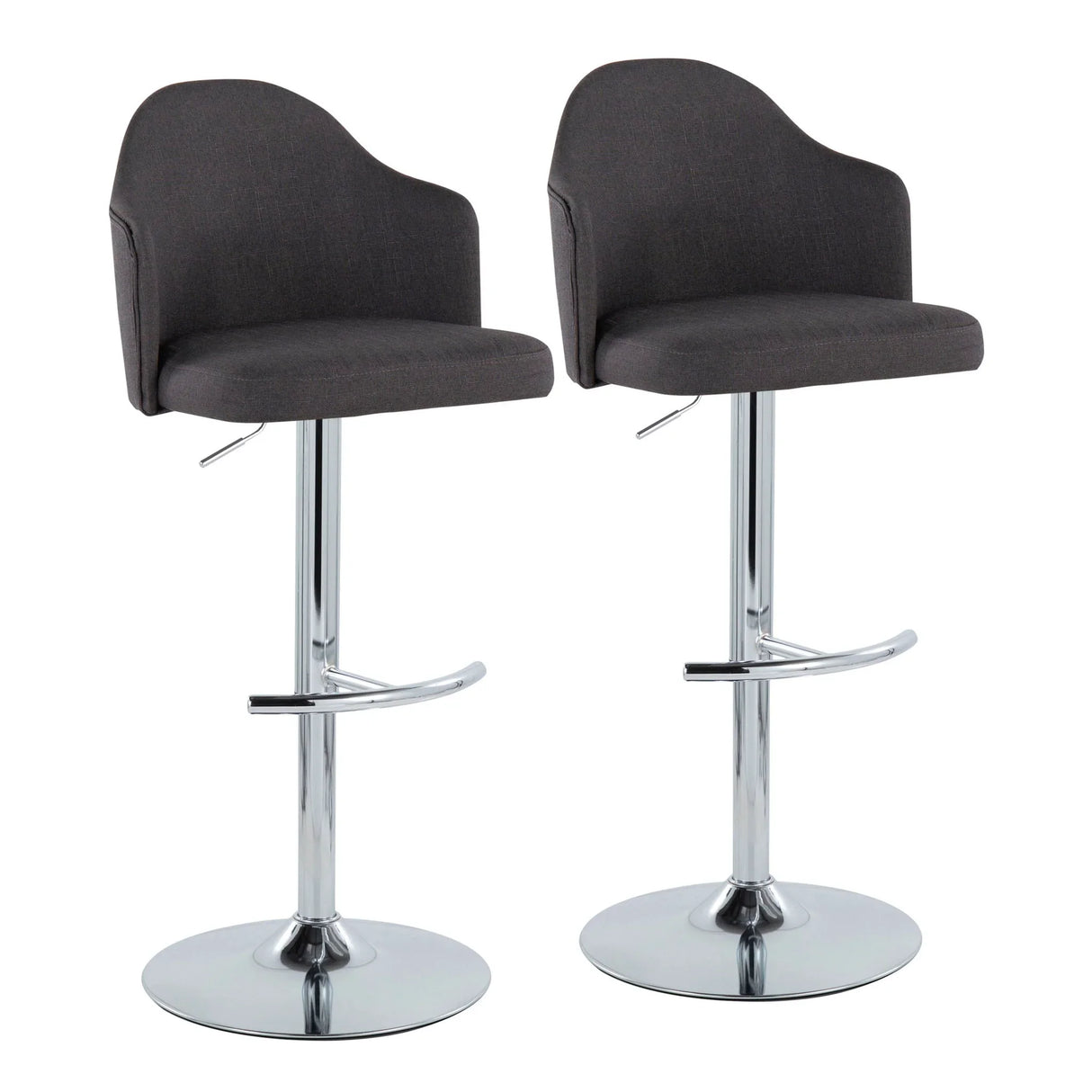Ahoy - Contemporary Adjustable Barstool With Swivel With Rounded T Footrest (Set of 2) - Furniture Home Direct
