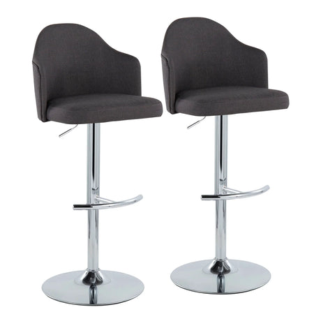 Ahoy - Contemporary Adjustable Barstool With Swivel With Rounded T Footrest (Set of 2) - Furniture Home Direct