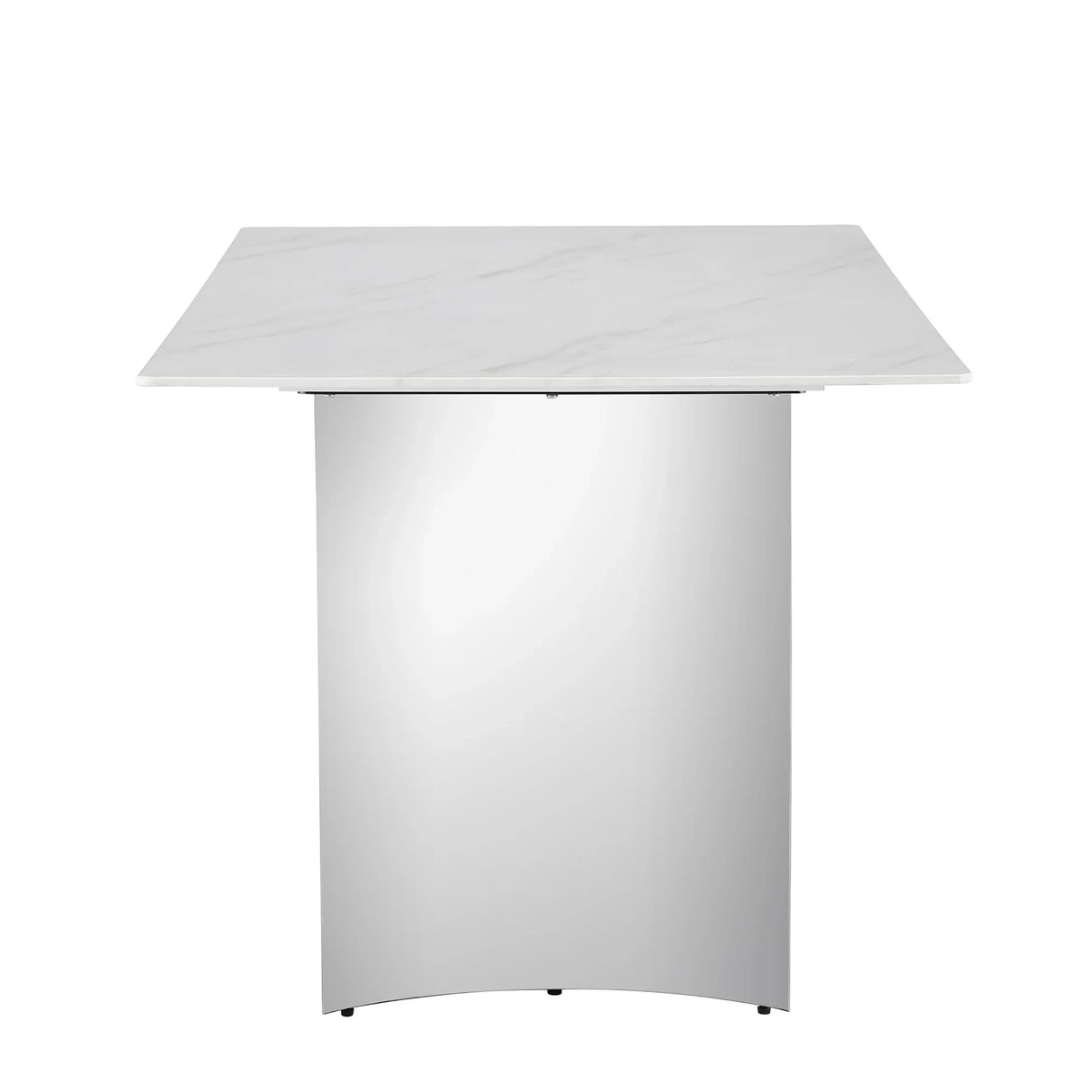 Dining Table Modern Faux Marble Top Chrome Base White - Furniture Home Direct