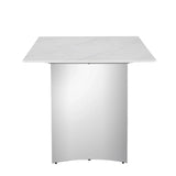 Dining Table Modern Faux Marble Top Chrome Base White - Furniture Home Direct