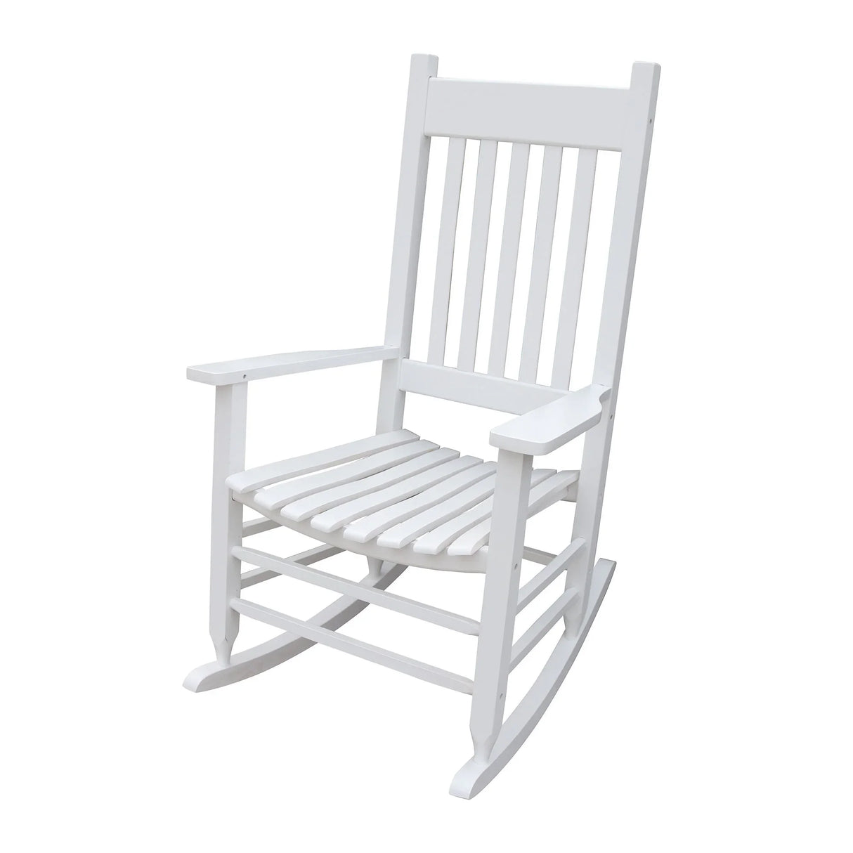 Classic Wooden Porch Rocker Chair White Populus Wood Comfortable Design - Furniture Home Direct