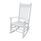 Classic Wooden Porch Rocker Chair White Populus Wood Comfortable Design - Furniture Home Direct