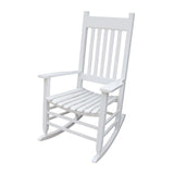 Classic Wooden Porch Rocker Chair White Populus Wood Comfortable Design - Furniture Home Direct