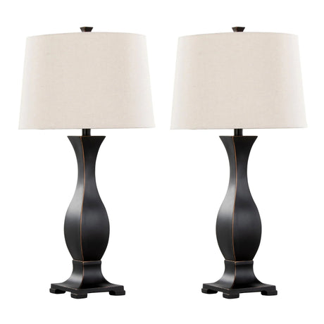 Riley - Contemporary Table Lamp (Set of 2) - Oil Rubbed Bronze / Oat - Furniture Home Direct