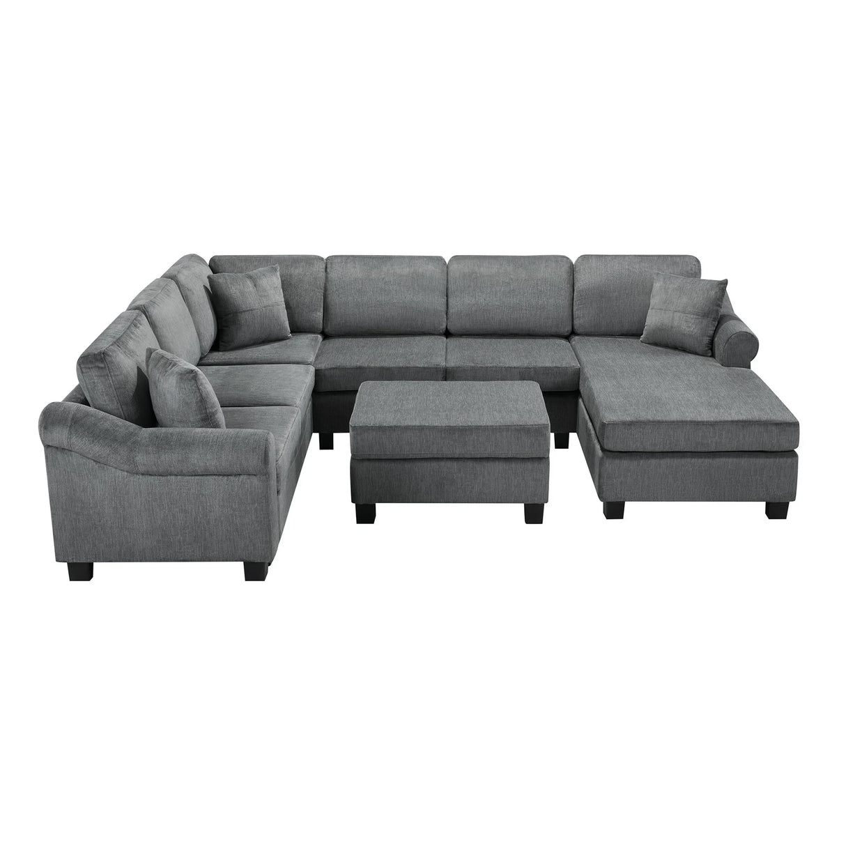 Contemporary U - Shaped Sectional Sofa With Movable Storage Ottoman - Furniture Home Direct
