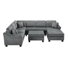 Contemporary U - Shaped Sectional Sofa With Movable Storage Ottoman - Furniture Home Direct