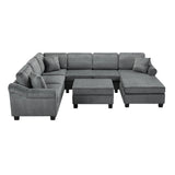 Contemporary U - Shaped Sectional Sofa With Movable Storage Ottoman - Furniture Home Direct