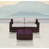 Wicker 2 Person Conversation Set, Durable Outdoor Seating With Cushions Mix - Brown Mix - Furniture Home Direct