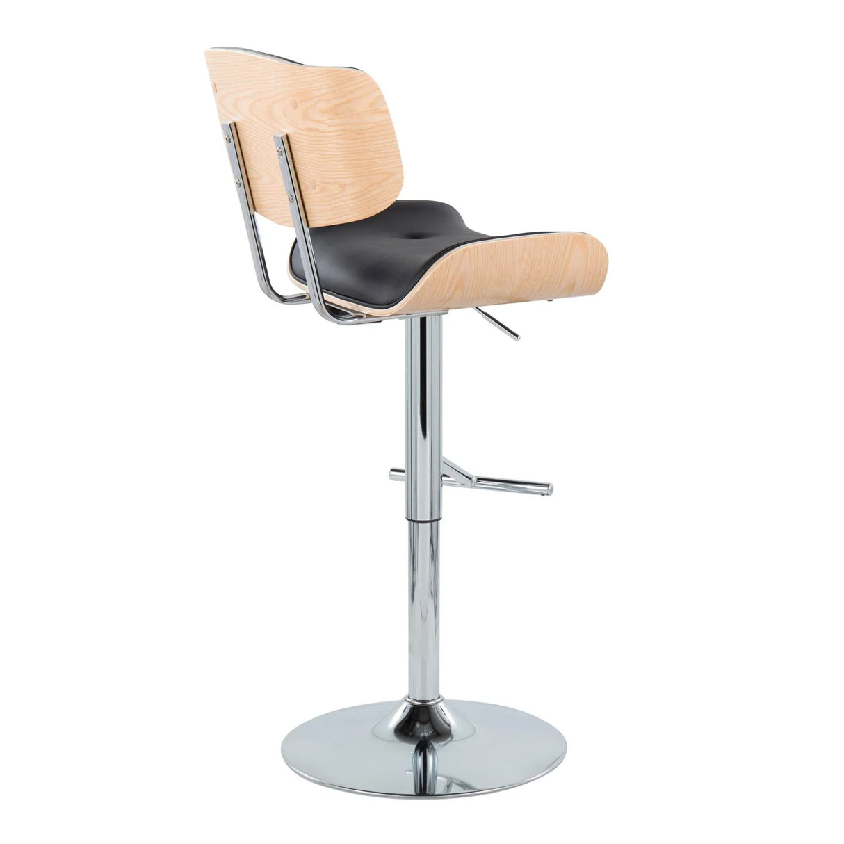 Lombardi - Contemporary Adjustable Barstool With Swivel With Straight T Footrest (Set of 2) - Furniture Home Direct