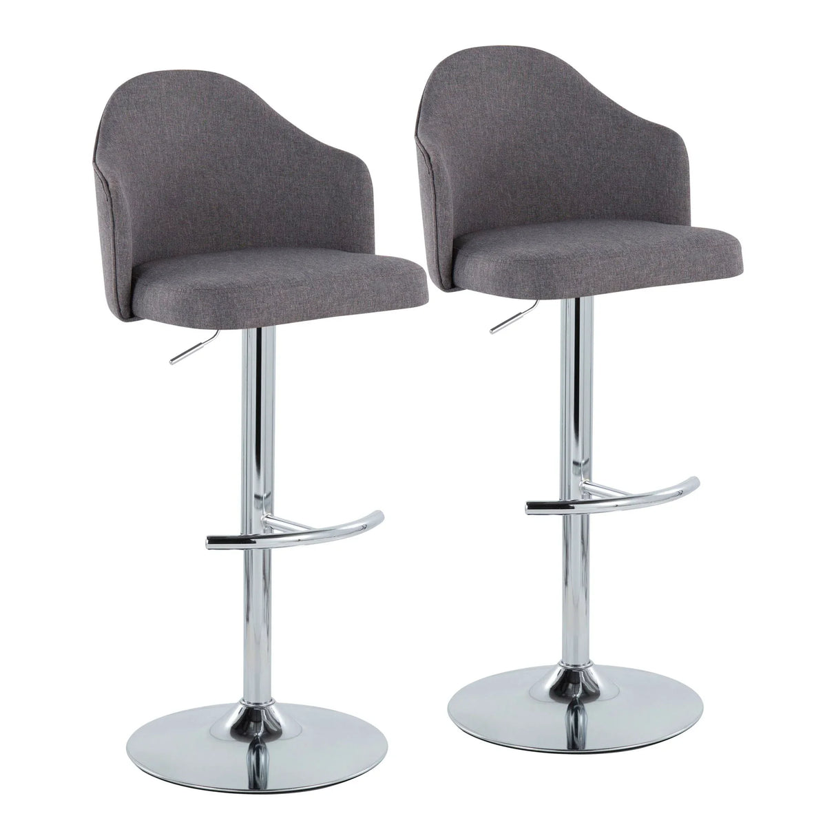 Ahoy - Contemporary Adjustable Barstool With Swivel With Rounded T Footrest (Set of 2) - Furniture Home Direct