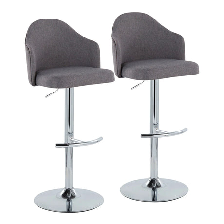 Ahoy - Contemporary Adjustable Barstool With Swivel With Rounded T Footrest (Set of 2) - Furniture Home Direct