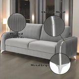 Wenona Gray Velvet 3Pcs Living Room Set (Sofa, Loveseat, Chair) - Furniture Home Direct