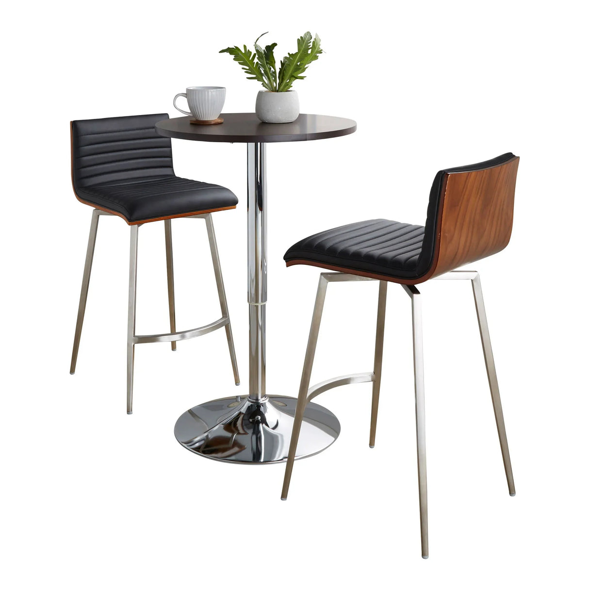 Mason - 3 Piece Swivel Mid Century Modern Counter Height Dining Set With Adjustable Table - Furniture Home Direct