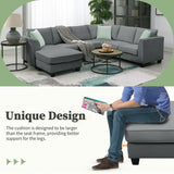 Sectional Sofa Modern Fabric Modular With Ottoman Grey - Furniture Home Direct