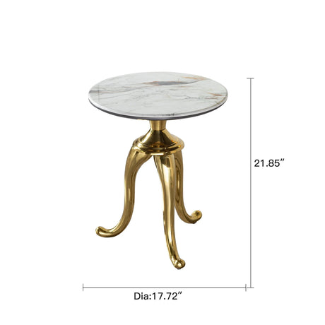 Modern Small Coffee Table With Microcrystalline Stone Top And Carbon Steel Legs - Gold - Furniture Home Direct