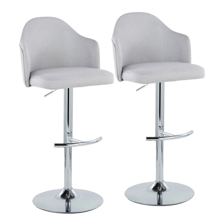 Ahoy - Contemporary Adjustable Barstool With Swivel With Rounded T Footrest (Set of 2) - Furniture Home Direct