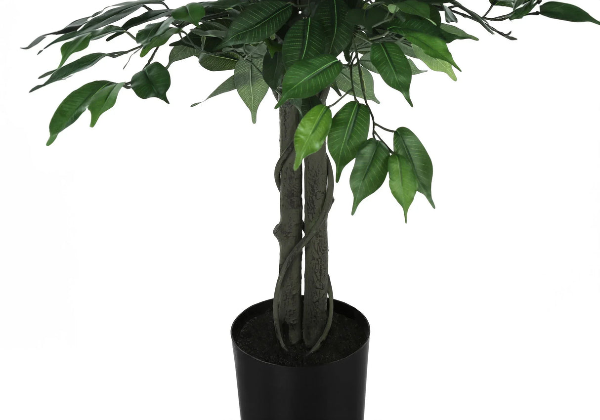58" Tall, Artificial Plant, Ficus Tree, Indoor, Faux, Fake, Floor, Greenery, Potted, Decorative - Green / Black - Furniture Home Direct