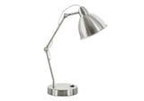 Lighting, Table Lamp, USB Port Included, Nickel Metal, Nickel Shade, Modern - Silver - Furniture Home Direct