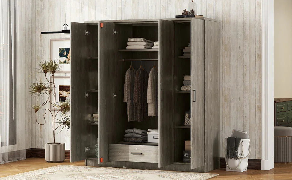 4 Door Wardrobe With 1 Drawer - Furniture Home Direct