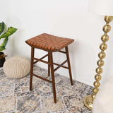 Maya - Genuine Leather Stool - Rustic / Tan - Furniture Home Direct