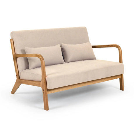 Leisure Chair With Solid Wood Armrest And Feet, Mid-Century Modern Accent Sofa, 2 Seat - Furniture Home Direct