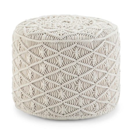 Coates - Round Macrame Pouf - Natural - Furniture Home Direct