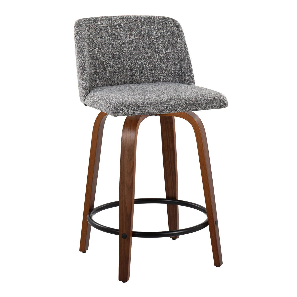 Toriano - Mid Century Modern, Fixed Height Counter Stool & Swivel And Round Footrest (Set of 2) - Furniture Home Direct