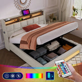 Upholstered Platform Bed With A Hydraulic Storage System, LED And USB Charging (Without Mattress) - Furniture Home Direct