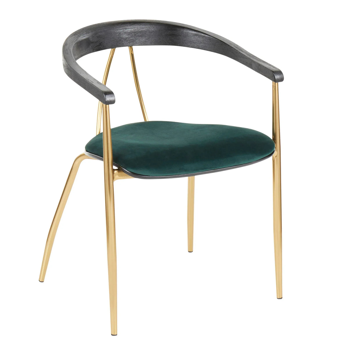 Vanessa - Contemporary Chair (Set of 2) - Gold / Green - Black - Furniture Home Direct