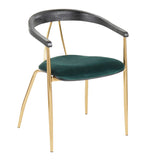 Vanessa - Contemporary Chair (Set of 2) - Gold / Green - Black - Furniture Home Direct