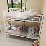 Metal Bunk Bed For Kids, Convertible Bedframe With Ladders & Guardrail - Furniture Home Direct