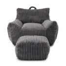 Giant Plush Bean Bag Chair With Armrests And Footstool - Furniture Home Direct