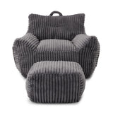 Giant Plush Bean Bag Chair With Armrests And Footstool - Furniture Home Direct
