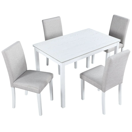 Dining Table Set With Crystal Decoration And Upholstered Chairs - Furniture Home Direct