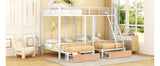 Triple Bunk Bed With Drawers And Guardrails - Furniture Home Direct