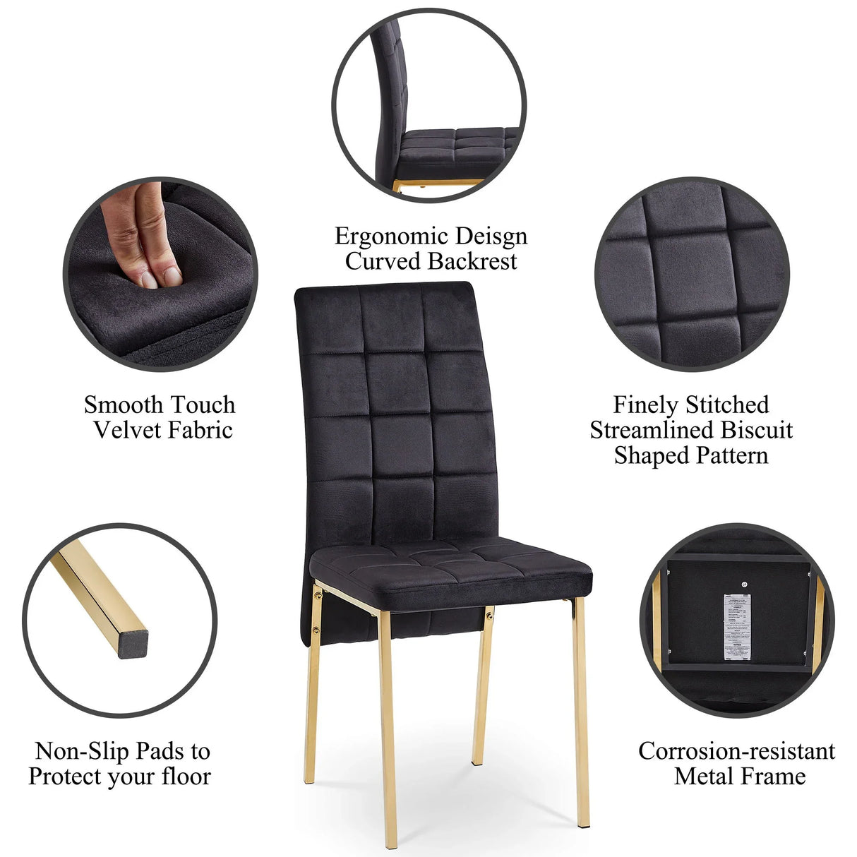 Velvet High Back Nordic Dining Chair Modern Chair With Golden Color Legs - Furniture Home Direct