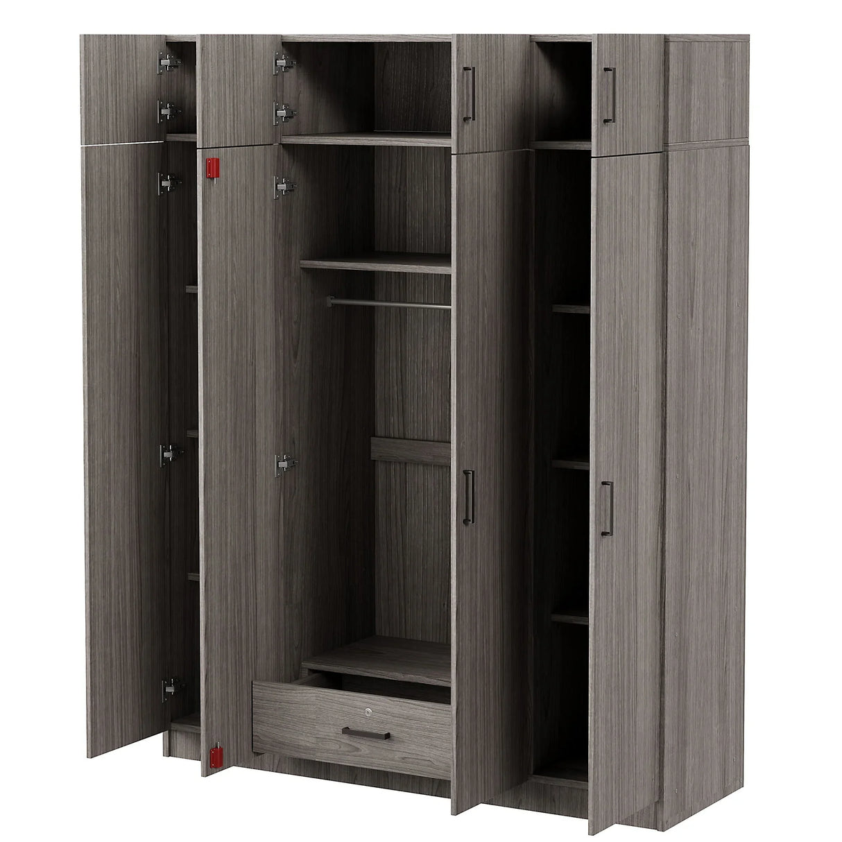 Contemporary 4 Door Wardrobe With 1 Drawer And Top Cabinet - Furniture Home Direct