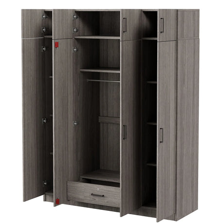 Contemporary 4 Door Wardrobe With 1 Drawer And Top Cabinet - Furniture Home Direct