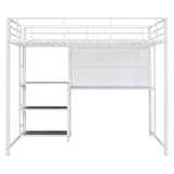 Metal Loft Bed With Desk, 3 Shelves And Ladder - Furniture Home Direct